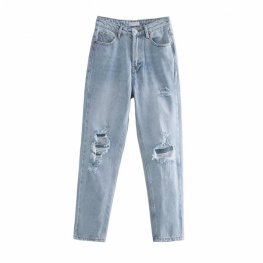 Jeans a vita alta Jeans boyfriend strappati donna