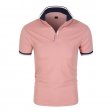 Polo décontracté en coton à revers cool pour hommes - Rose