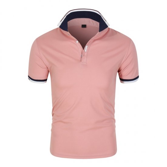 Polo décontracté en coton à revers cool pour hommes - Rose