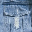 Giacca di jeans strappata con stampa di cane Hip Hop Streetwear da uomo