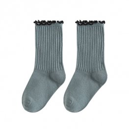 1 Pcs Nouvelle Mode Enfants Chaussettes En Coton Bord À Volants Doux - Vert