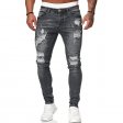 Jeans extensibles pour hommes Jean slim motard vieilli skinny