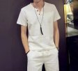 Summer Linen Short-sleeved T-shirt Linen V-neck Trendy Men's