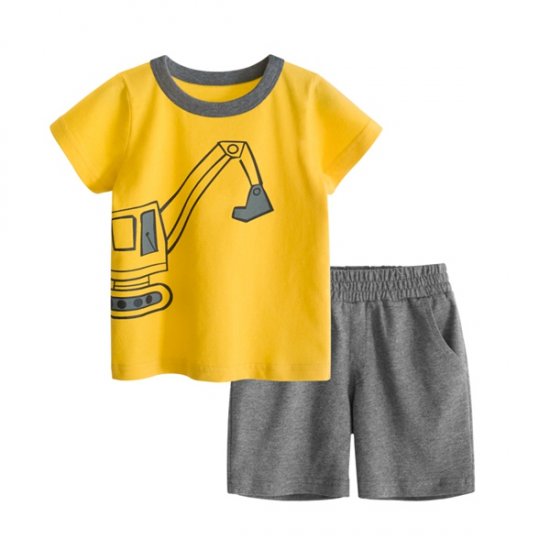 T-shirt in cotone con motivo a cartoni animati Pantaloncini Tuta per bambini in due pezzi