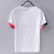 T-shirt da uomo casual in lino a maniche corte girocollo bianco